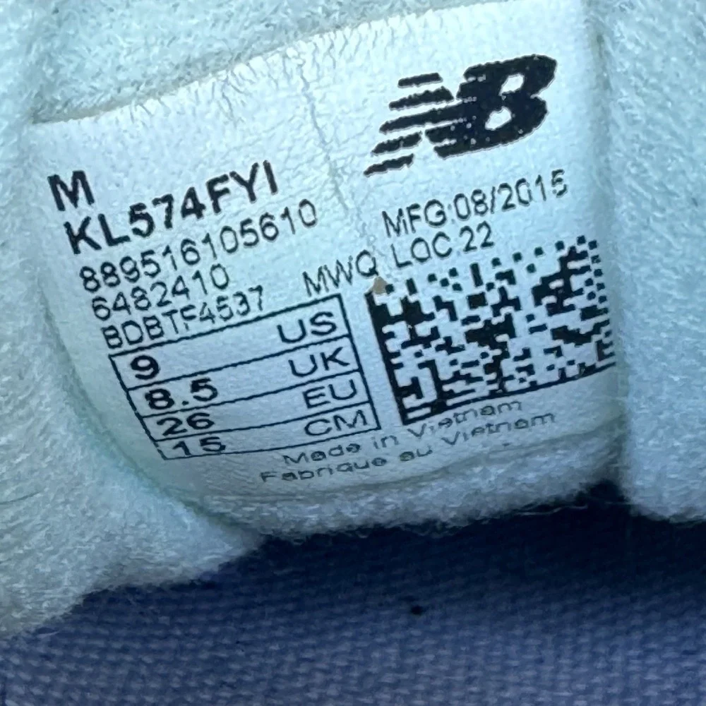 Size 9.5c - New Balance 574 Kids‎ Suede Mesh Sneaker Gray Blue KL574FYI